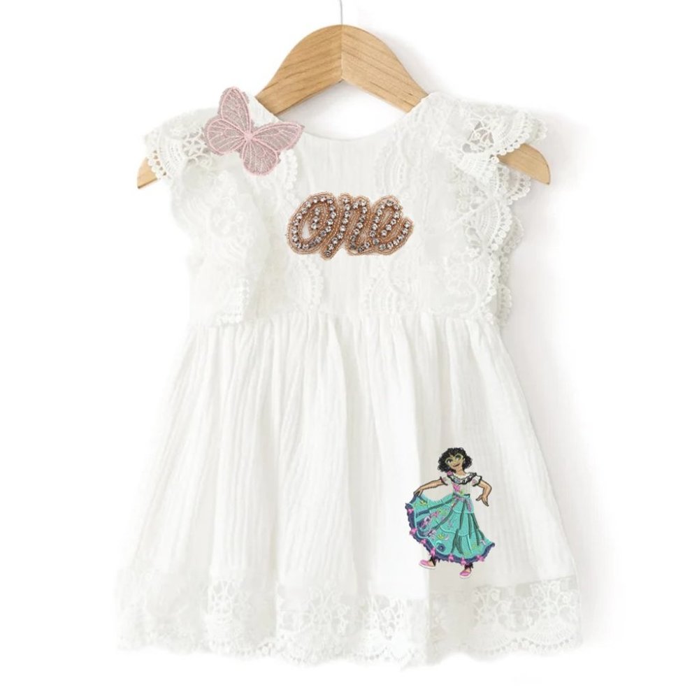 Encanto Smash Cake Lace First Birthday Outfit Dress Clothes Disney One Mirabel